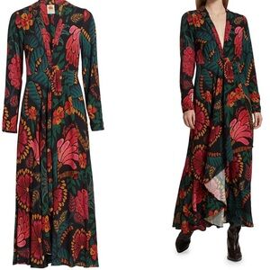 Farm Rio Floral Long-Sleeve Maxi Dress Size Large